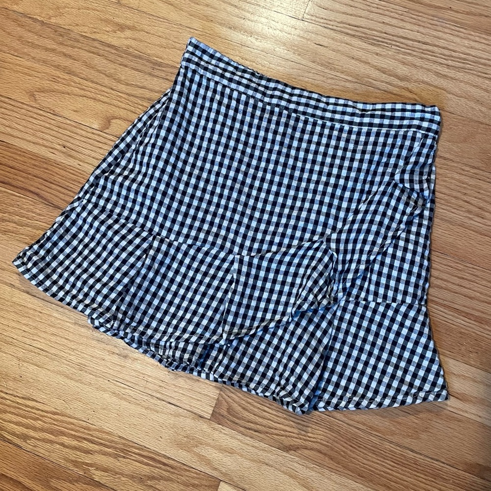 2FOR$20 Sim & Sam Black And White Gingham Ruffled Mini Skirt